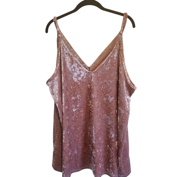 TORRID PINK VELVET LACE TRIM V-NECK CAMI SIZE 3X (22-24) - Picture 5 of 9